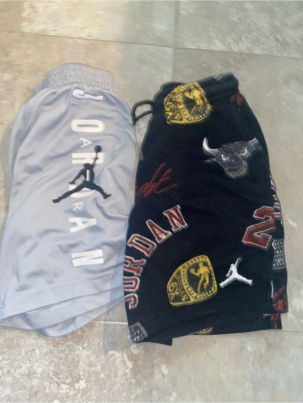 Jordan Kids Two-Pack Athletic Shorts in Gray and Black